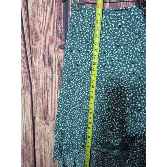 Abercrombie & Fitch Sz M Floral Green Ruffle Wrap Midi Skirt Modest Romantic - Picture 6 of 7